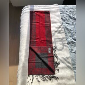 Red and Grey Reversible Cashmyarn Scarf